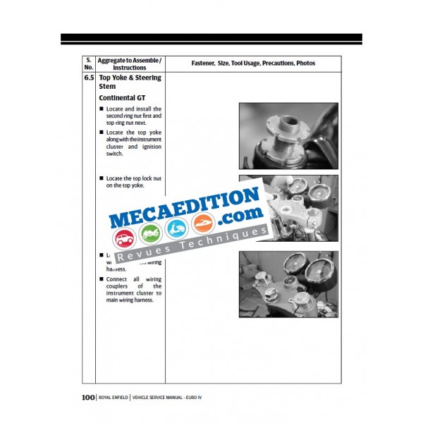 revue technique et manuel d'atelier pour royal enfield bullet 500 ...